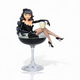 8" Black Hair Widow Witch In Martini Glass