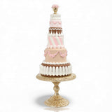 23.5" Pink Chocolate Tiered Cake With Gold Stand