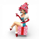 6.5" Pink Christmas Lady Sitting On Present