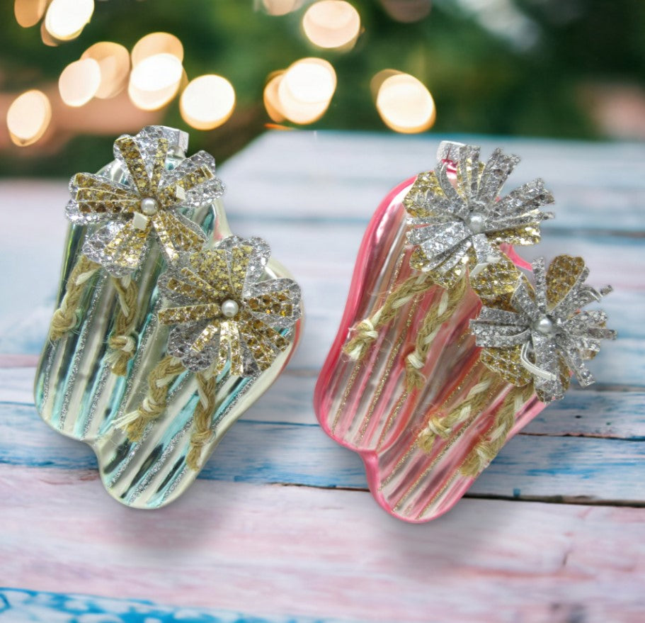 Blue & Pink Flip Flop Ornaments Assorted Set Of 2