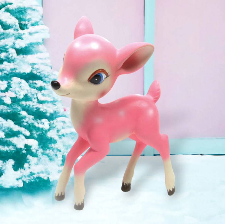 12" Pink Retro Standing Deer