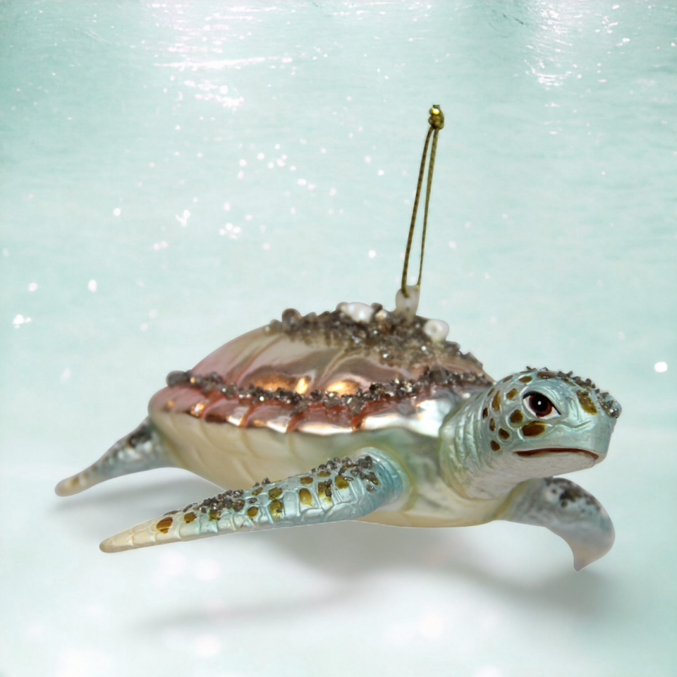 4" Ocean Breeze Jeweled Turtle Ornament