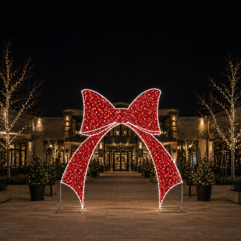 12 FT X 11 FT Pure White & Red Bow LED Photo Op