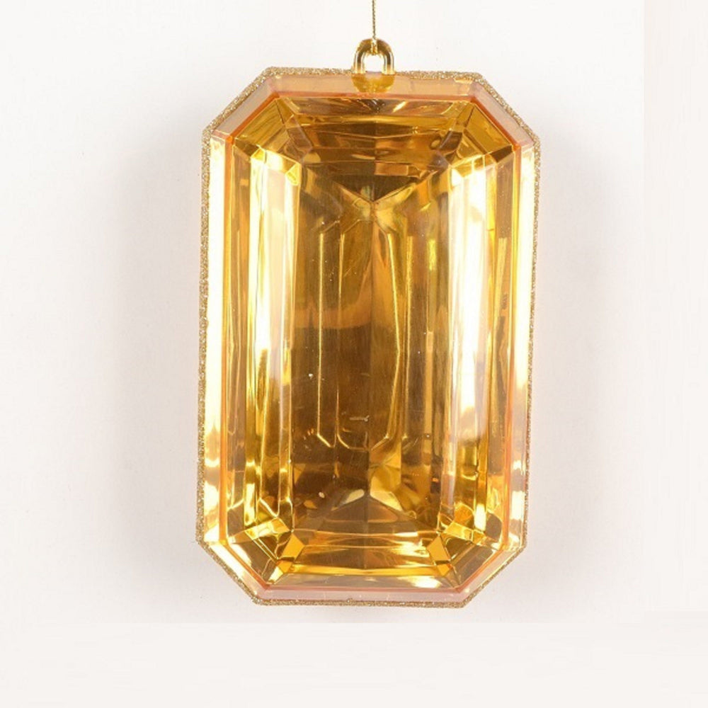 8" Gold Glitter Jewel Ornament Set Of 4