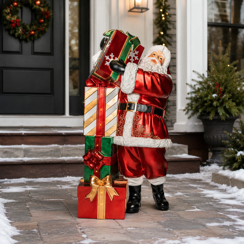 6 FT Lighted Musical Santa With Gifts
