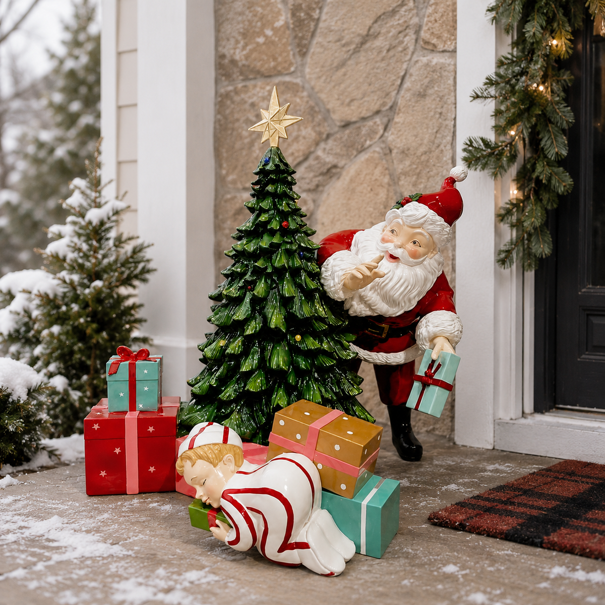 4 FT Santa With Tree & Child