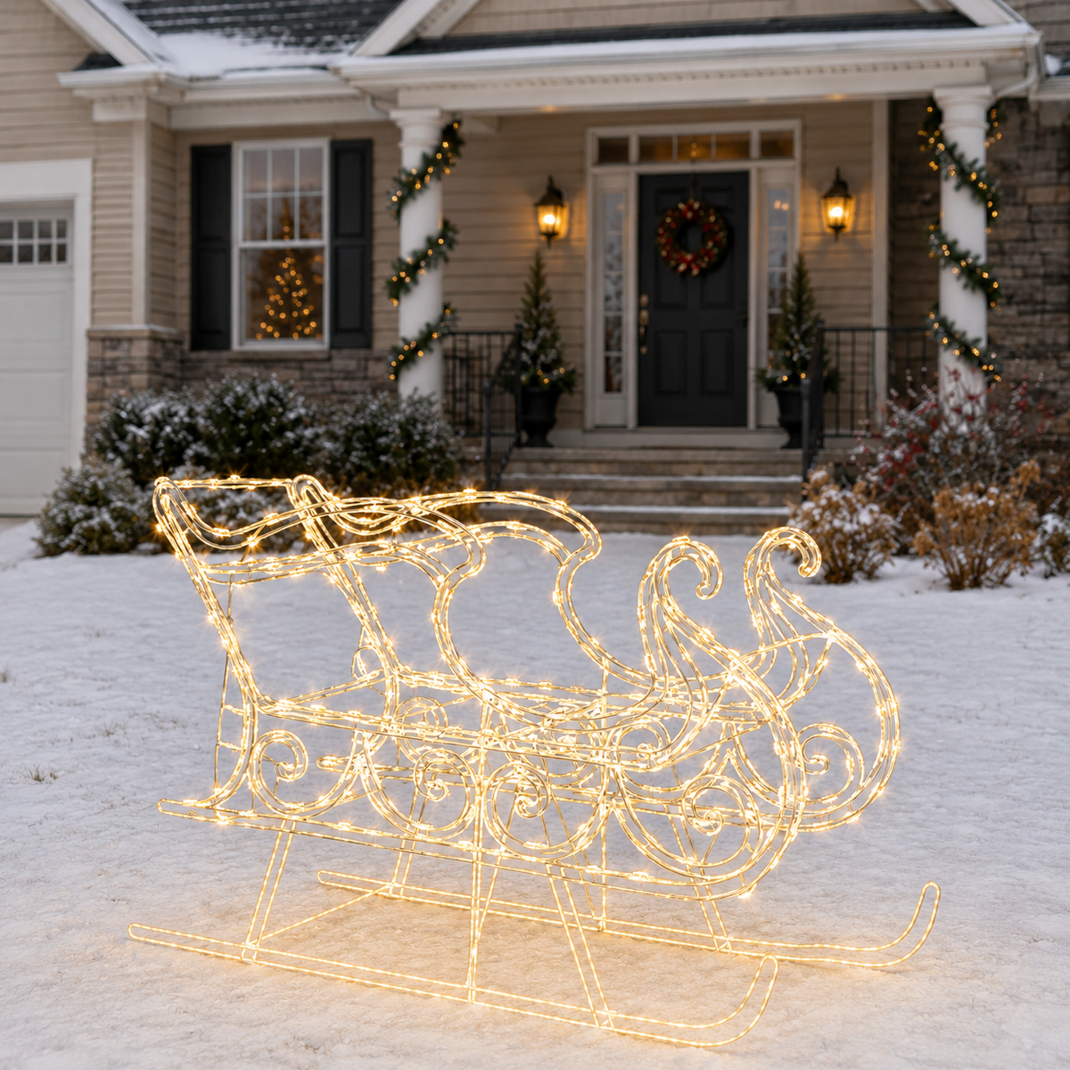 34" 320 LED Warm White Sleigh Twinkling Effect