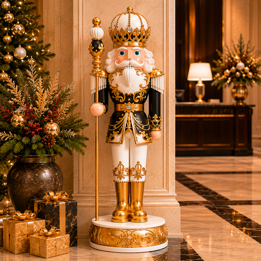 6 FT Black, White & Gold Nutcracker