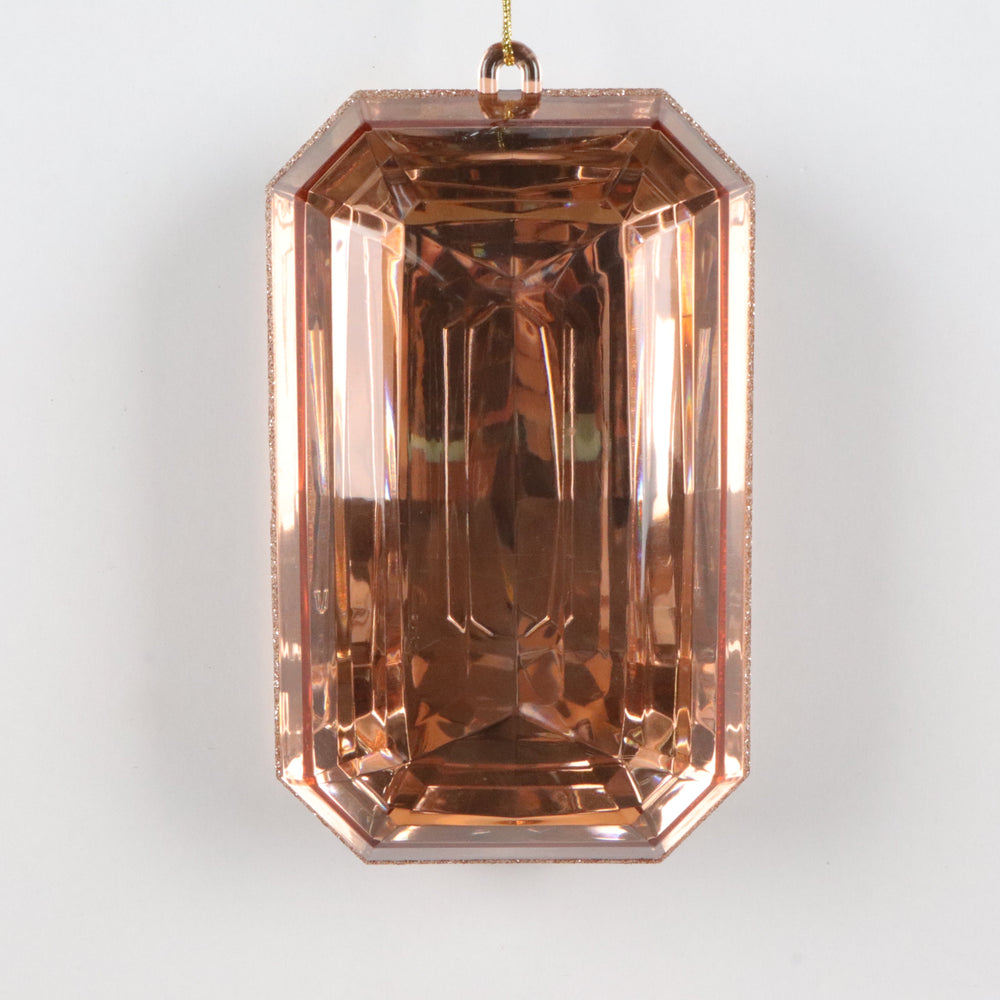 8" Espresso Glitter Jewel Ornament Set Of 4