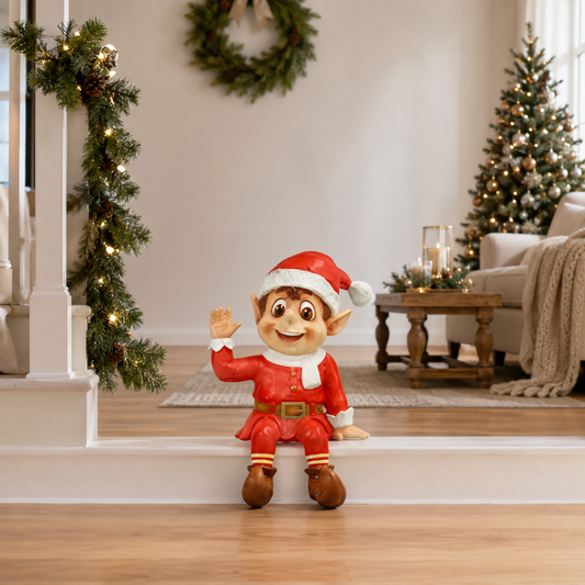 3 FT Red Santa Elf Sitting