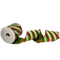 4" X 10YD Lime Ribbon With Red & White Stripe