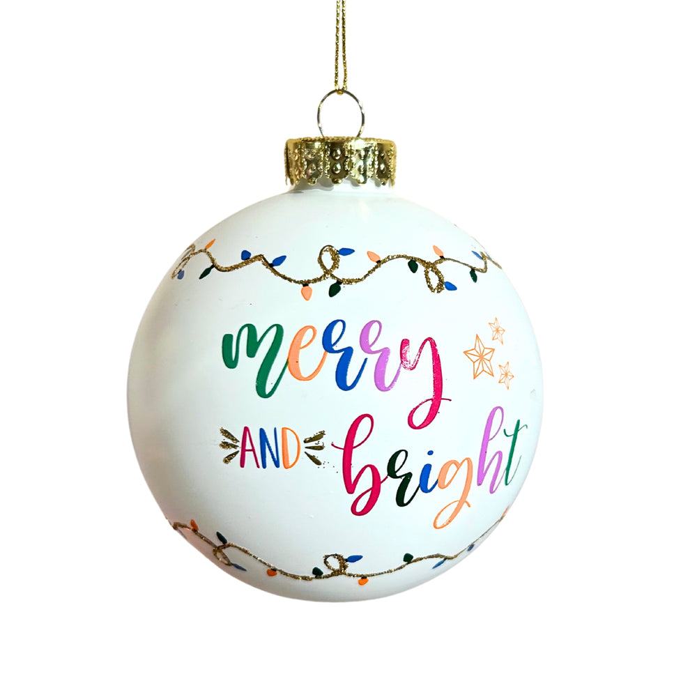 4" Merry & Bright Ball Ornament Set Of 2