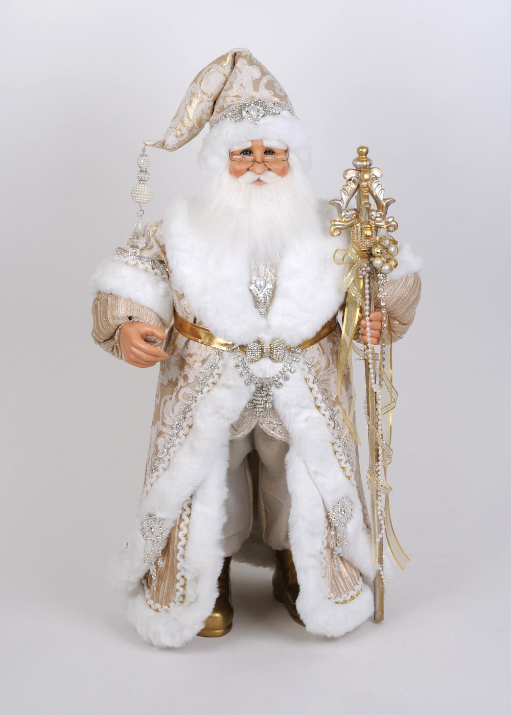 Karen Didion Originals 31" Lighted Gold Couture Santa