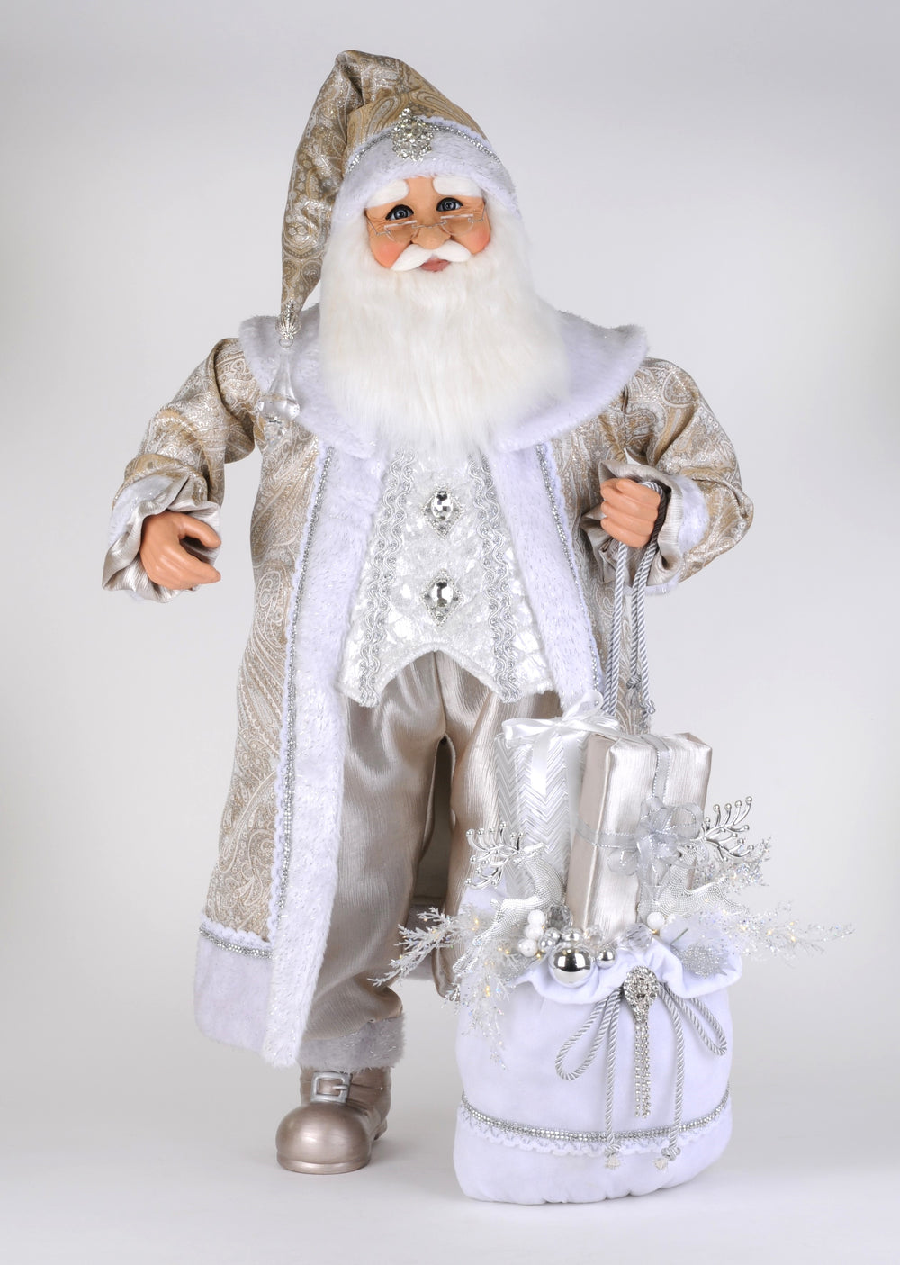 Karen Didion Originals 37" Lighted White Elegance Santa