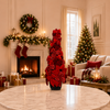 40" Red Velvet Sequin Bow Topiary Potted Tree