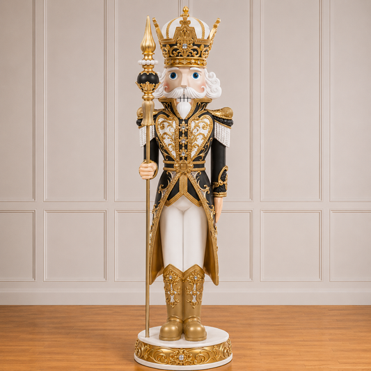 5 FT Black, White & Gold King Nutcracker