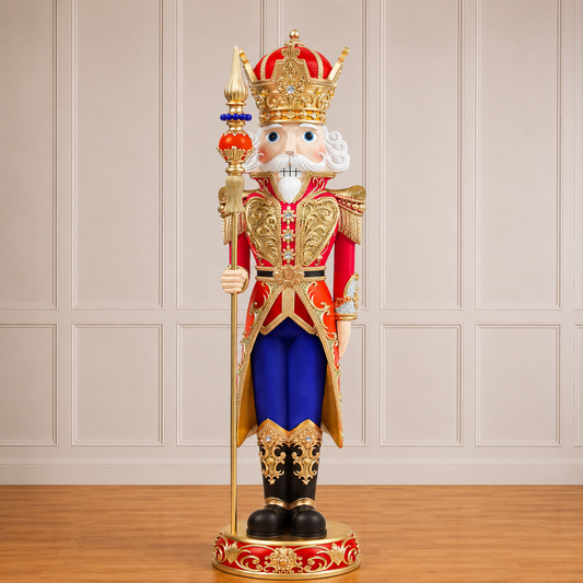 5 FT Red, Blue & Gold King Nutcracker With Staff