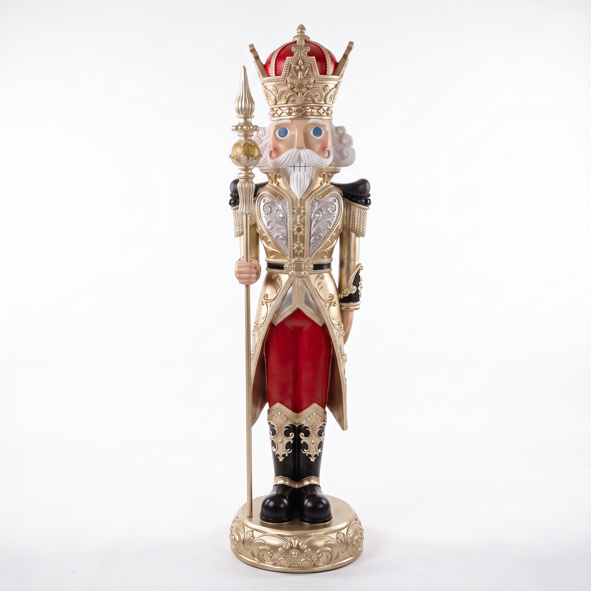 5 FT Red, Gold & Black Nutcracker With Staff
