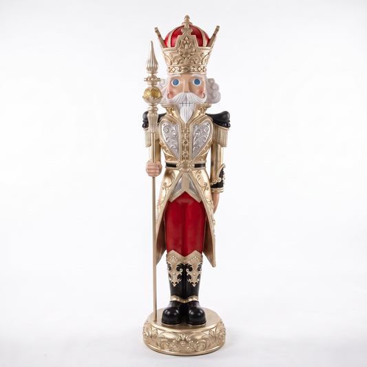 5 FT Red, Gold & Black Nutcracker With Staff