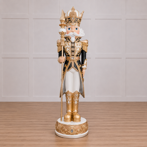 8 FT Black, Gold & White Nutcracker