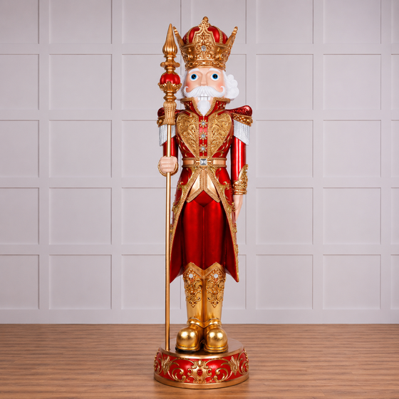 8 FT Metallic Red & Gold Nutcracker