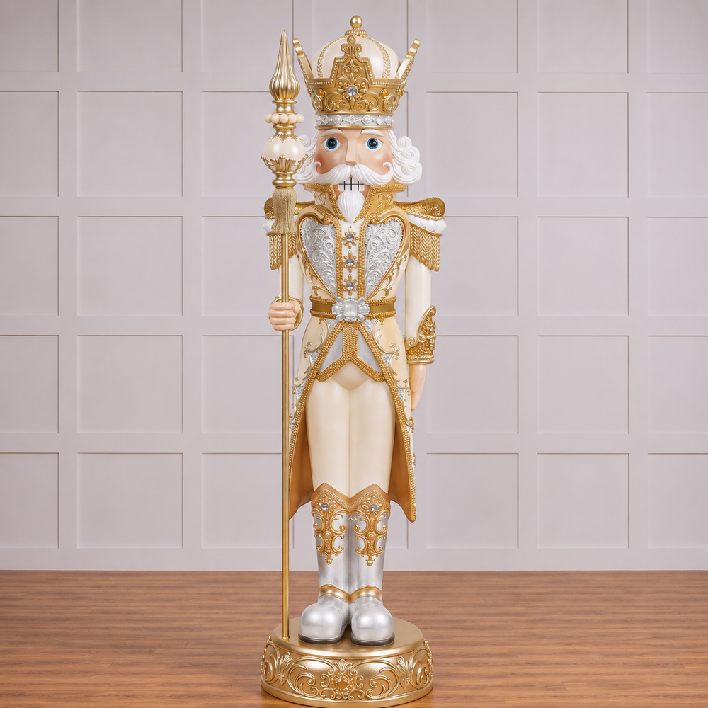 8 FT Gray & Gold Nutcracker