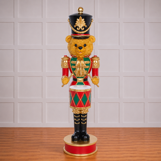 3 FT Red & Green LED Bear Nutcracker With Drum