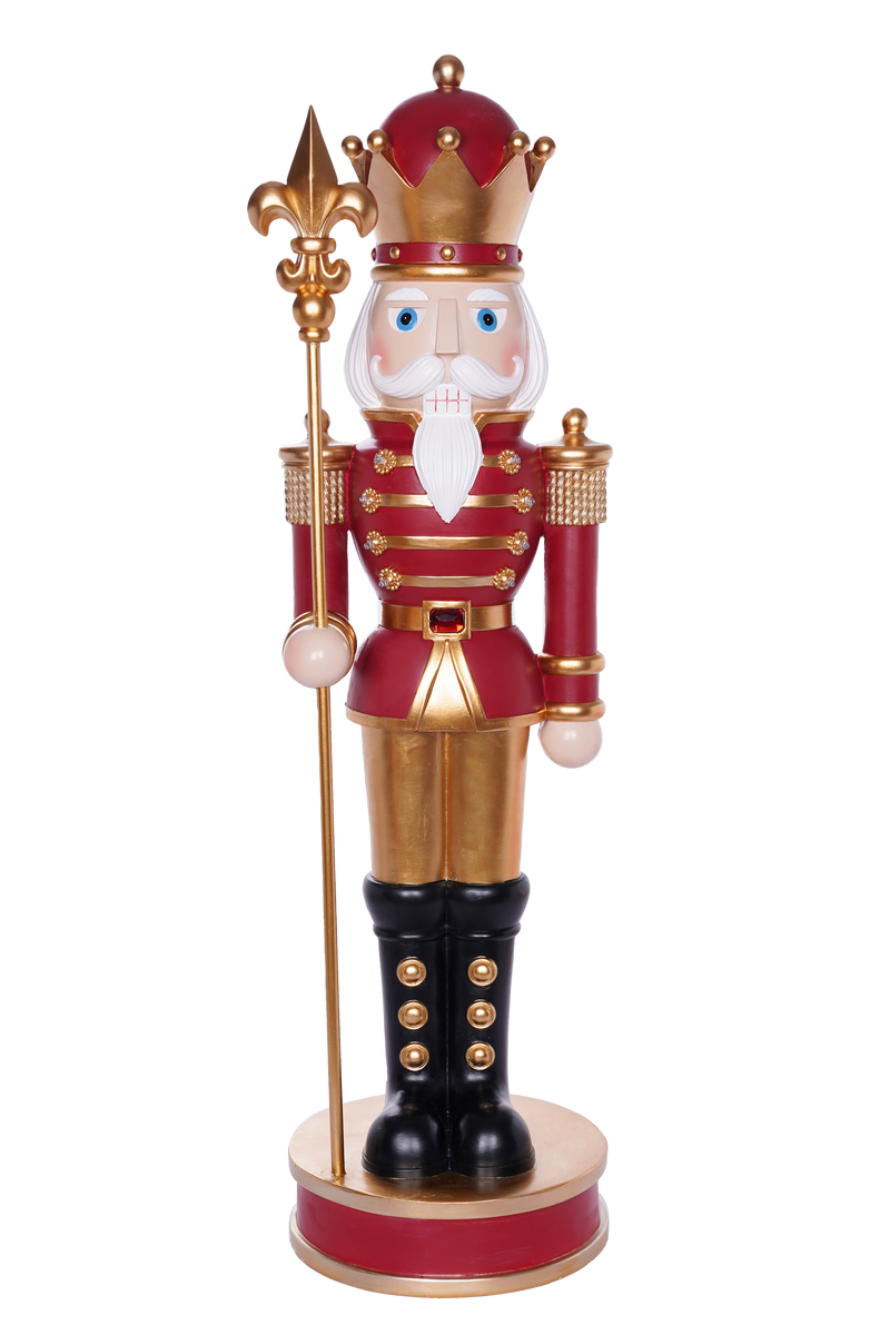 3 FT LED Red & Gold Nutcracker With Scepter