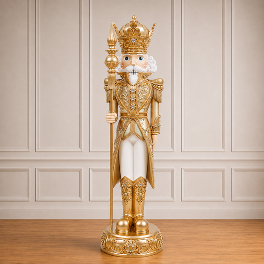 5 FT Gold & White King Nutcracker With Staff