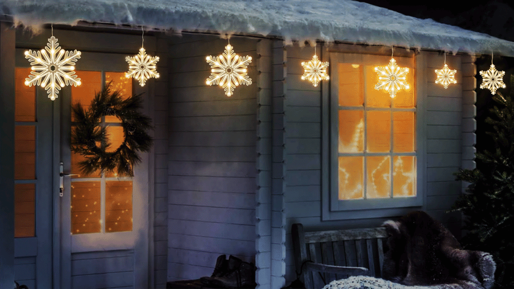 10 FT 175 LED Warm White Snowflake Twinkling Lights With White Wire