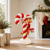 Bastón de caramelo de pintura de elfo de Papá Noel de 4 pies