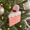 Rebanada de pastel rosa de 6" con adorno de chispas, juego de 6