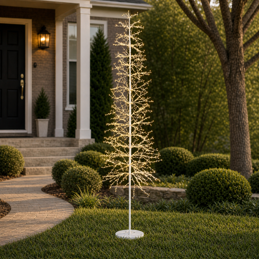 Árbol micro de 2,7 m con 2048 LED de luz cálida y tronco blanco