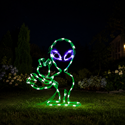 21" Halloween LED Alien Waving Peace Out