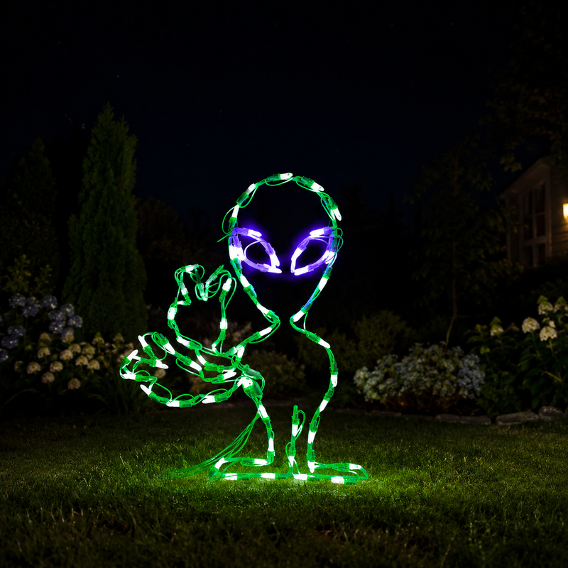 21" Halloween LED Alien Waving Peace Out