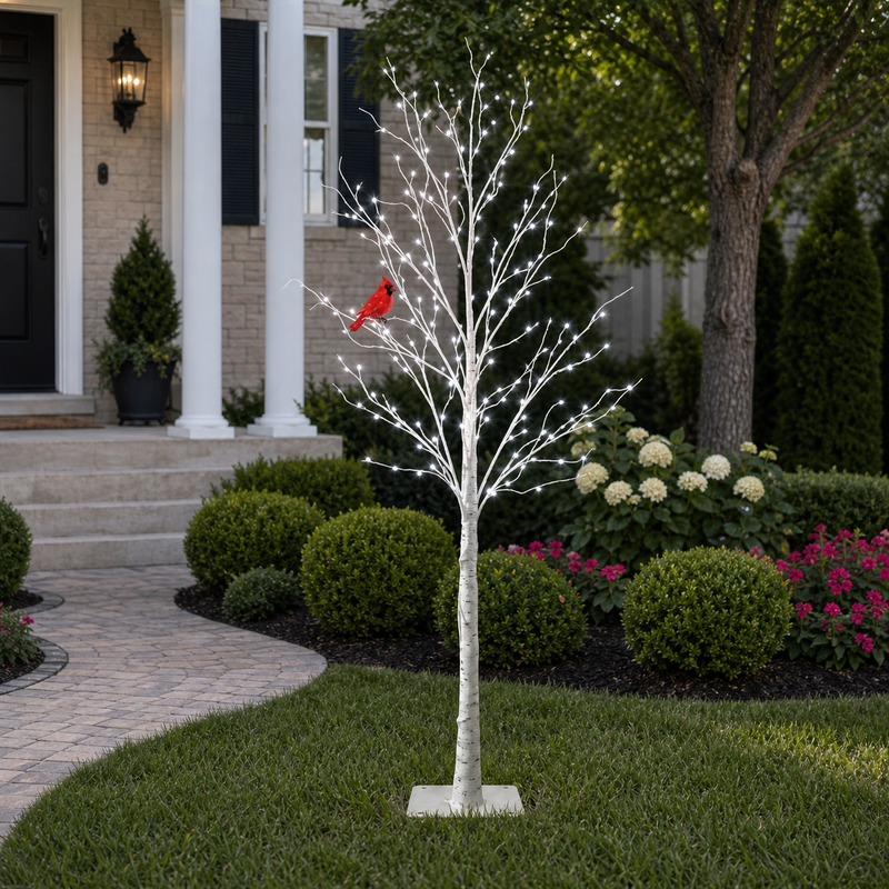 Árbol de Abedul Micro de 1.83 m (6 pies) y 120 LED Blanco Puro con Efecto Centelleante de Cardenal