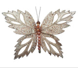12" Cappuccino Glitter Butterfly Set Of 4