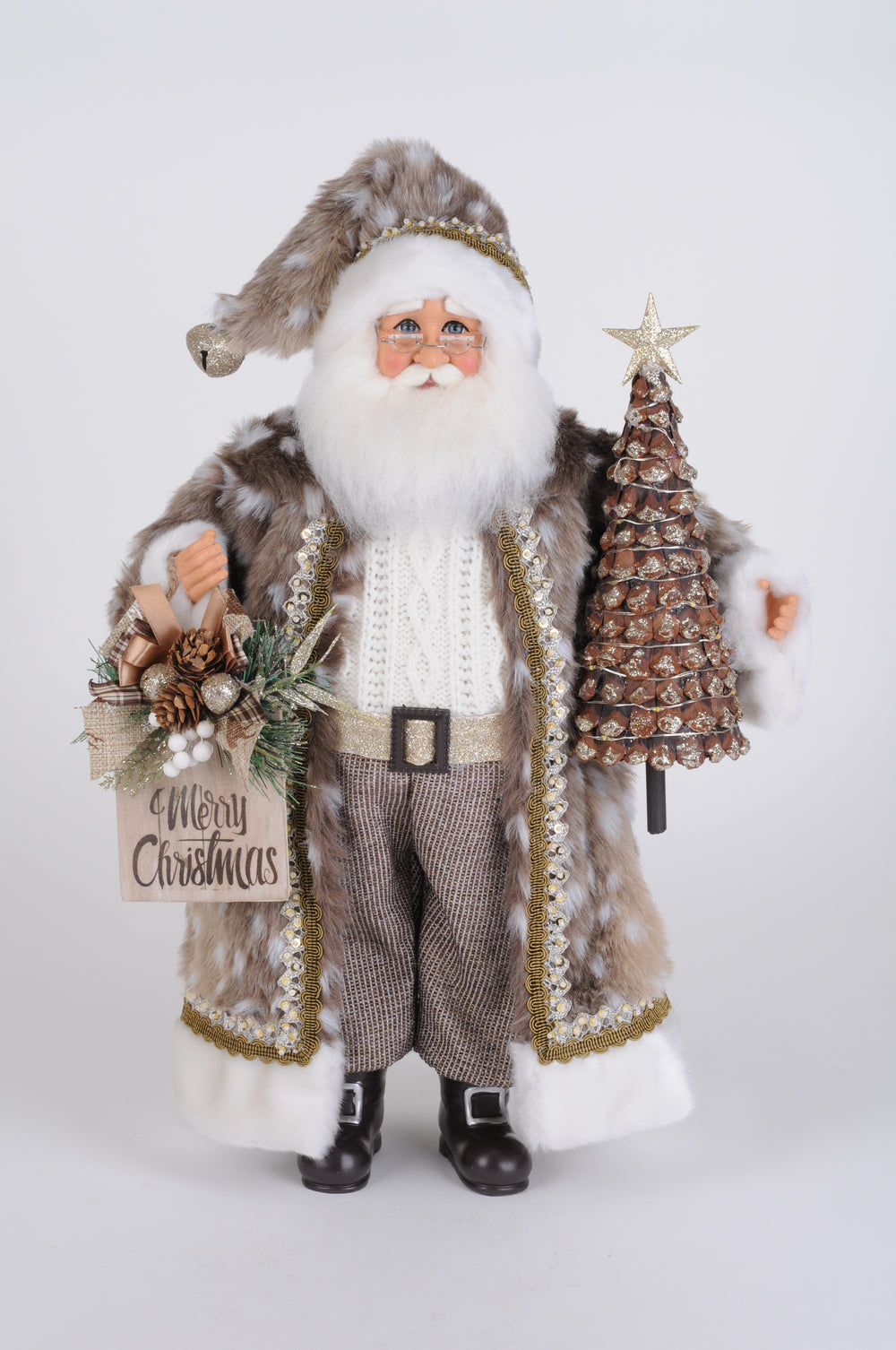 Karen Didion Originals 19" Lighted Natural Fawn Santa