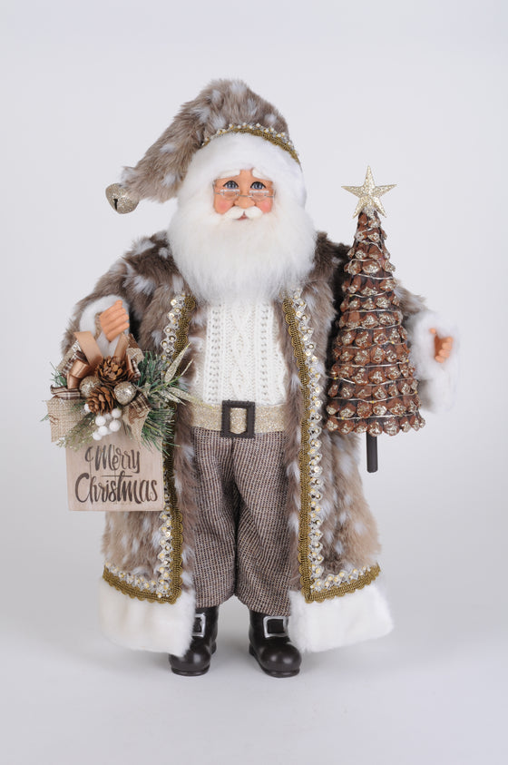 Karen Didion Originals 19" Lighted Natural Fawn Santa