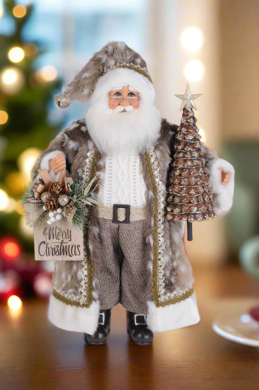 Karen Didion Originals 19" Lighted Natural Fawn Santa