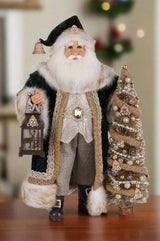 Karen Didion Originals 19" Lighted Emerald Woods Santa