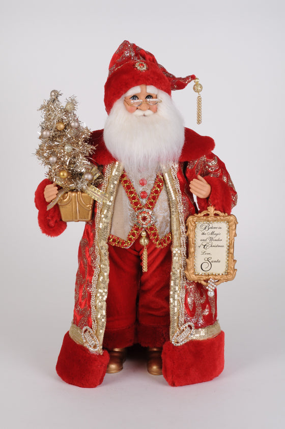 Karen Didion Originals 19" Lighted Scarlet Jeweled Santa