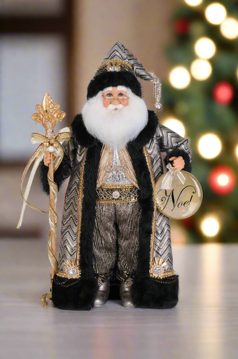 Karen Didion Originals 19" Silver & Gold Noel Santa