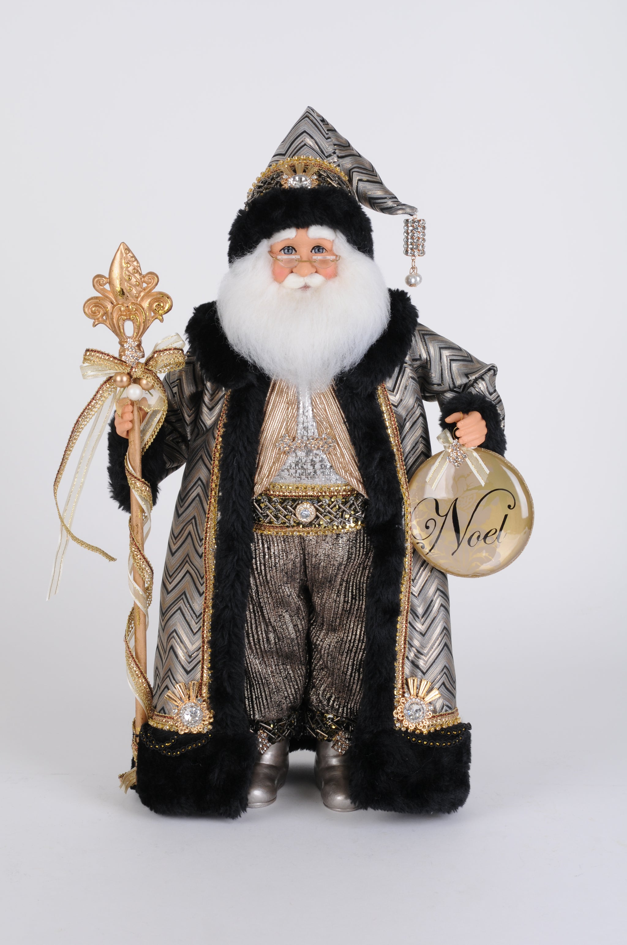 Karen Didion Originals 19" Silver & Gold Noel Santa