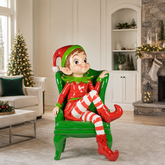 5 FT LED Sitting Elf On Sofa Battery Operated