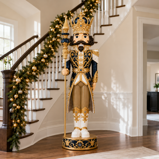 8 FT Blue & Gold Nutcracker