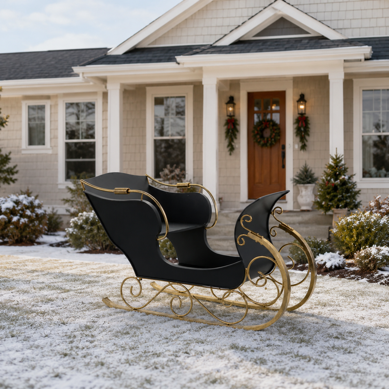 4.6 FT Black & Gold Sleigh