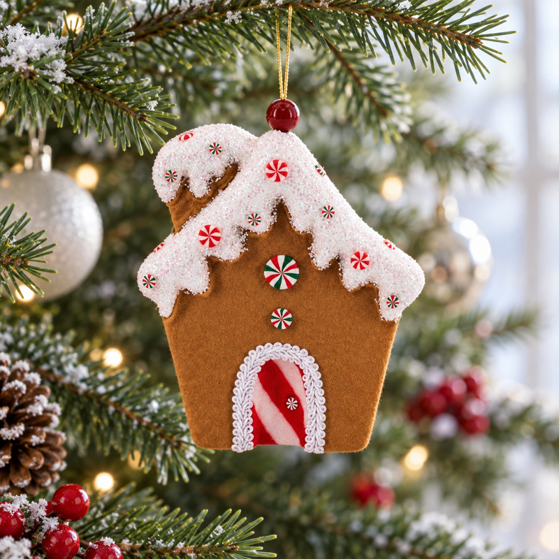 7" Gingerbread House Ornament Set Of 6