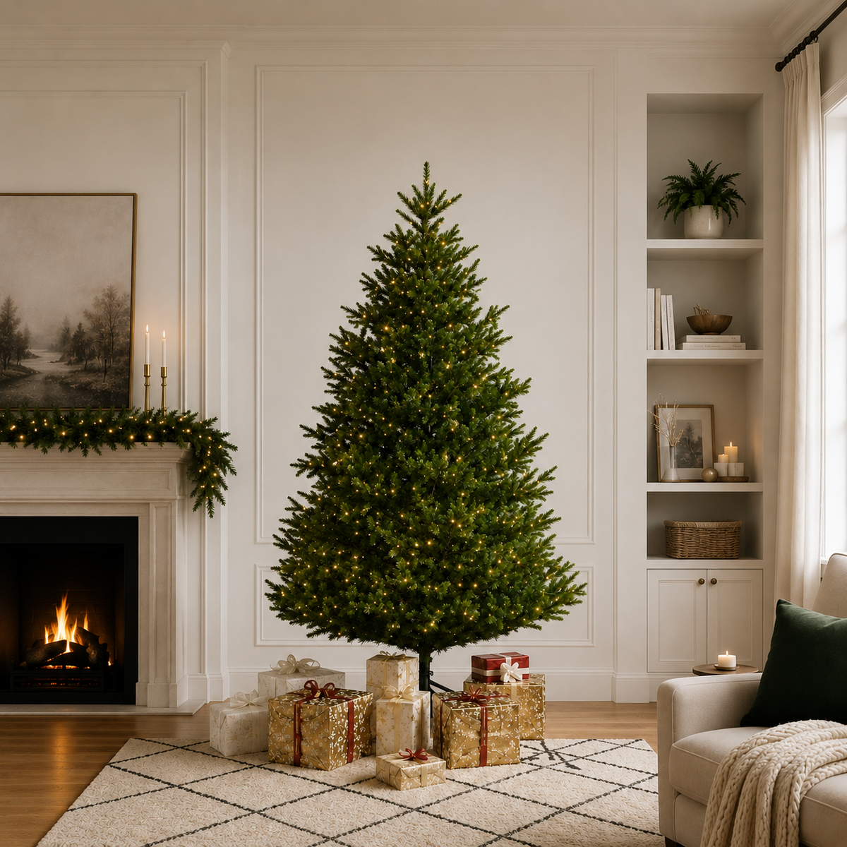 Nordmann Fir Tree Pre-Lit Warm White LED Lights With Twinkle Effect