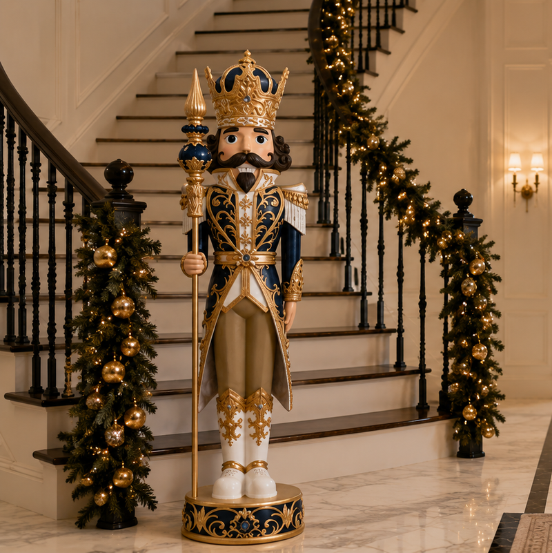 8 FT Blue & Gold Nutcracker